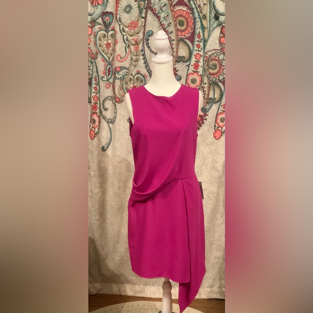 New NWT Adelyn Rae Fuchsia M Asymmetrical Dress Magenta Great For Easter